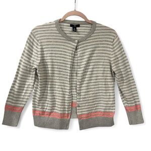 GAP Women's Gray and Pink Striped Cardigan